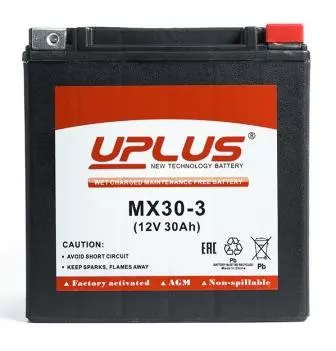 Аккумулятор UPLUS POWERSPORT AGM\VRLA Battery (Factory activated) MX30-3 12V/30Ач