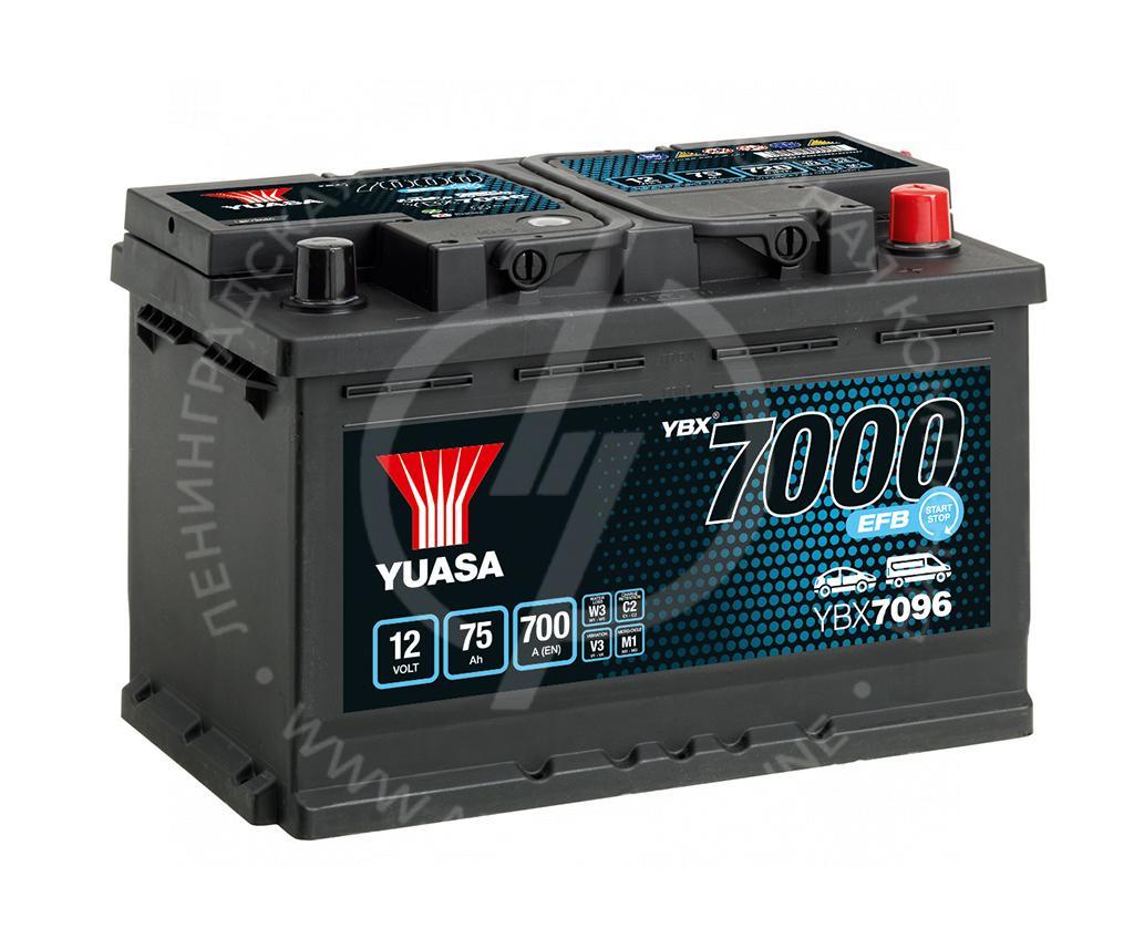Аккумулятор YUASA EFB Start Stop Plus Batteries YBX7096 6СТ-75.0 (EUR)