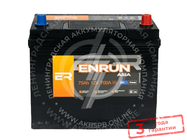 Аккумулятор ENRUN ESA751 6СТ-75.0 Asia